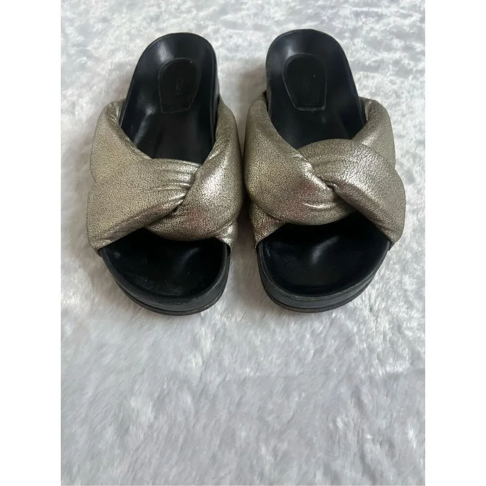 Chole  Nolan  Crinkled Leather Puff Knot Chunky Sandal Slides Size 38